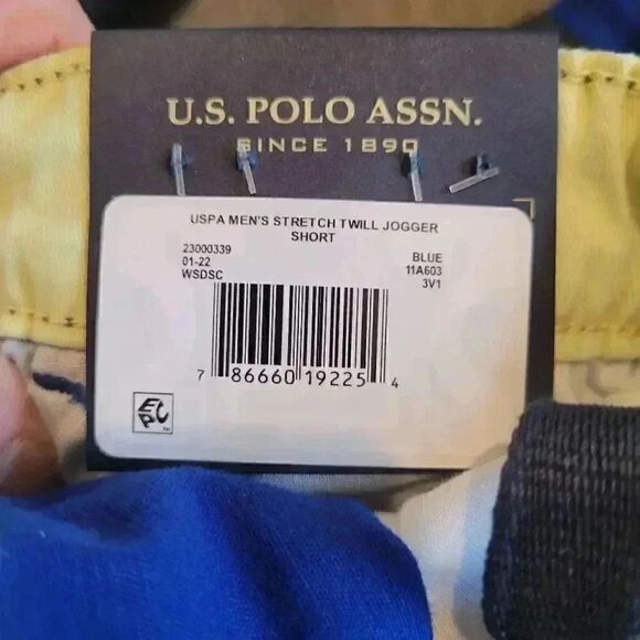 US Polo Assn Men's Blue Stretch Twill Jogger Pull On Shorts NEW NWT sz L - Picture 8 of 9